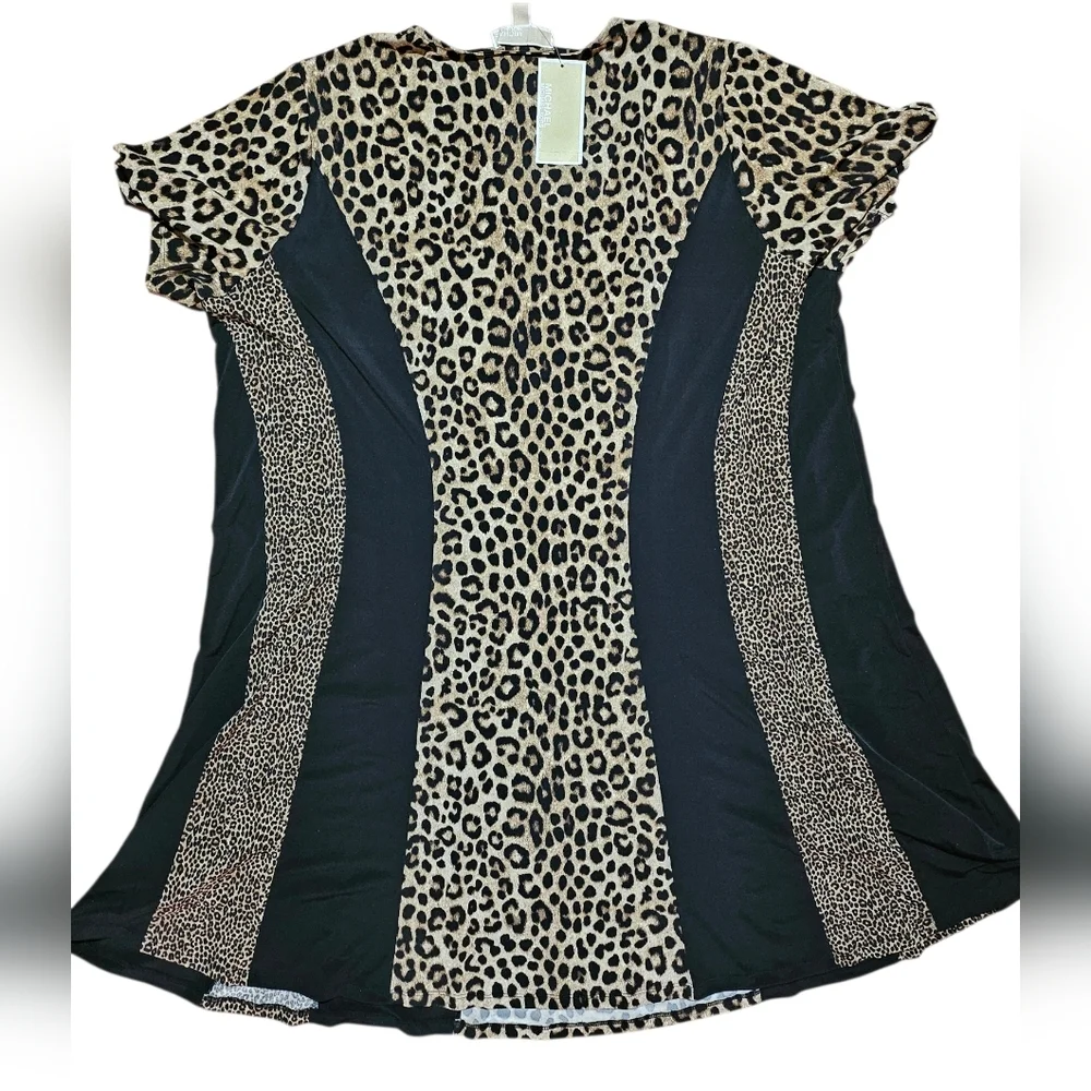 NWT Michael Kors Leopard Print Black Panels Dress 3X Women